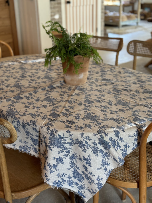 Farmhouse Blue Floral Tablecloth