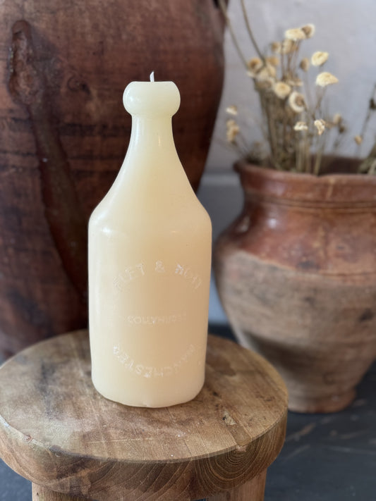 Embossed Antique Bottle Shaped Candle