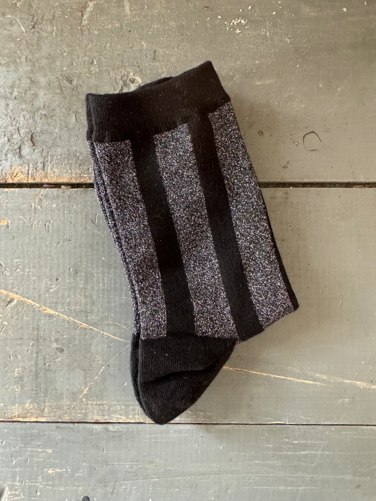 Glitter Vertical Striped Crew Socks