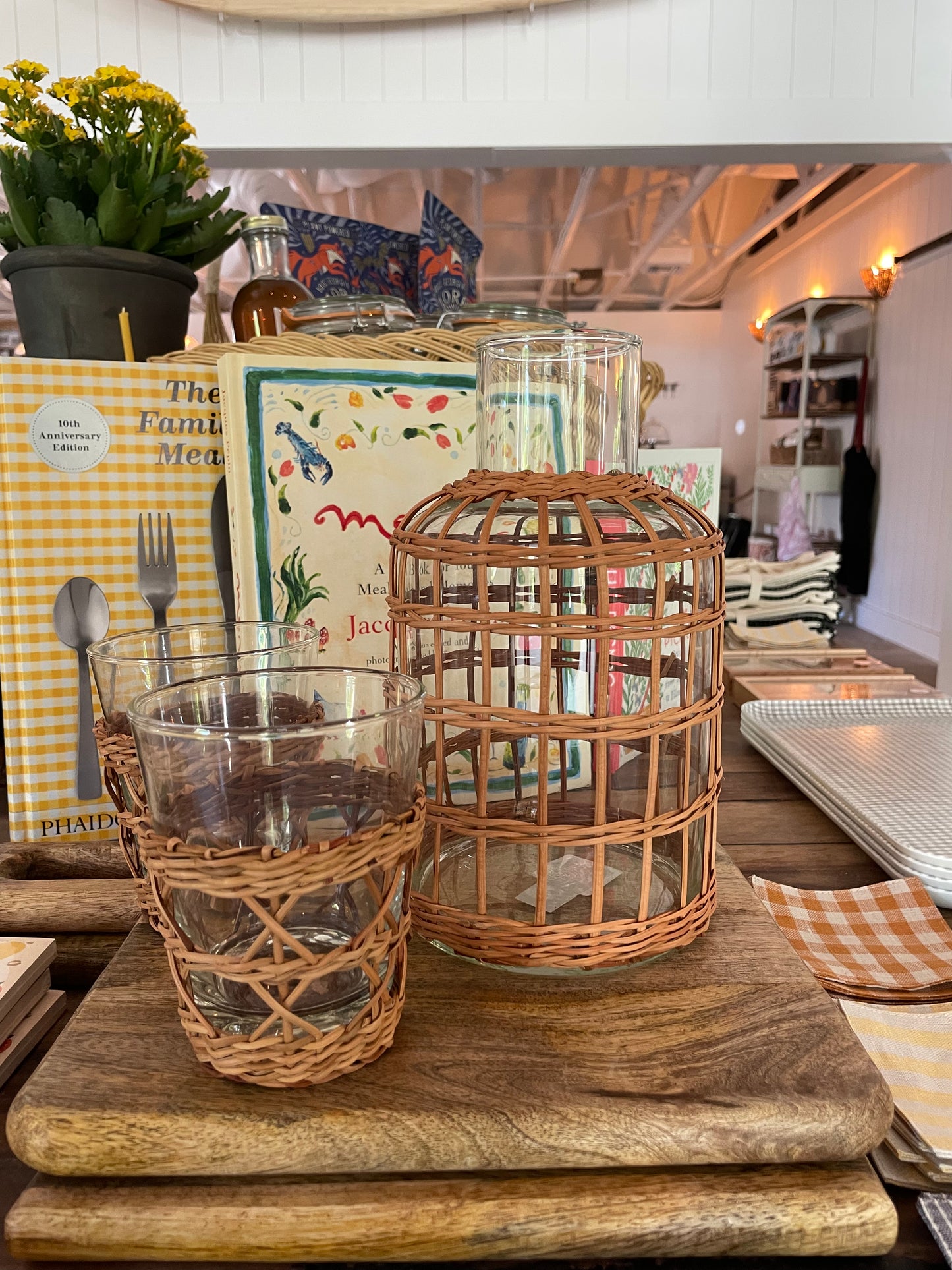 Glass Tumbler with Rattan Cage Sleeve, Single Glass