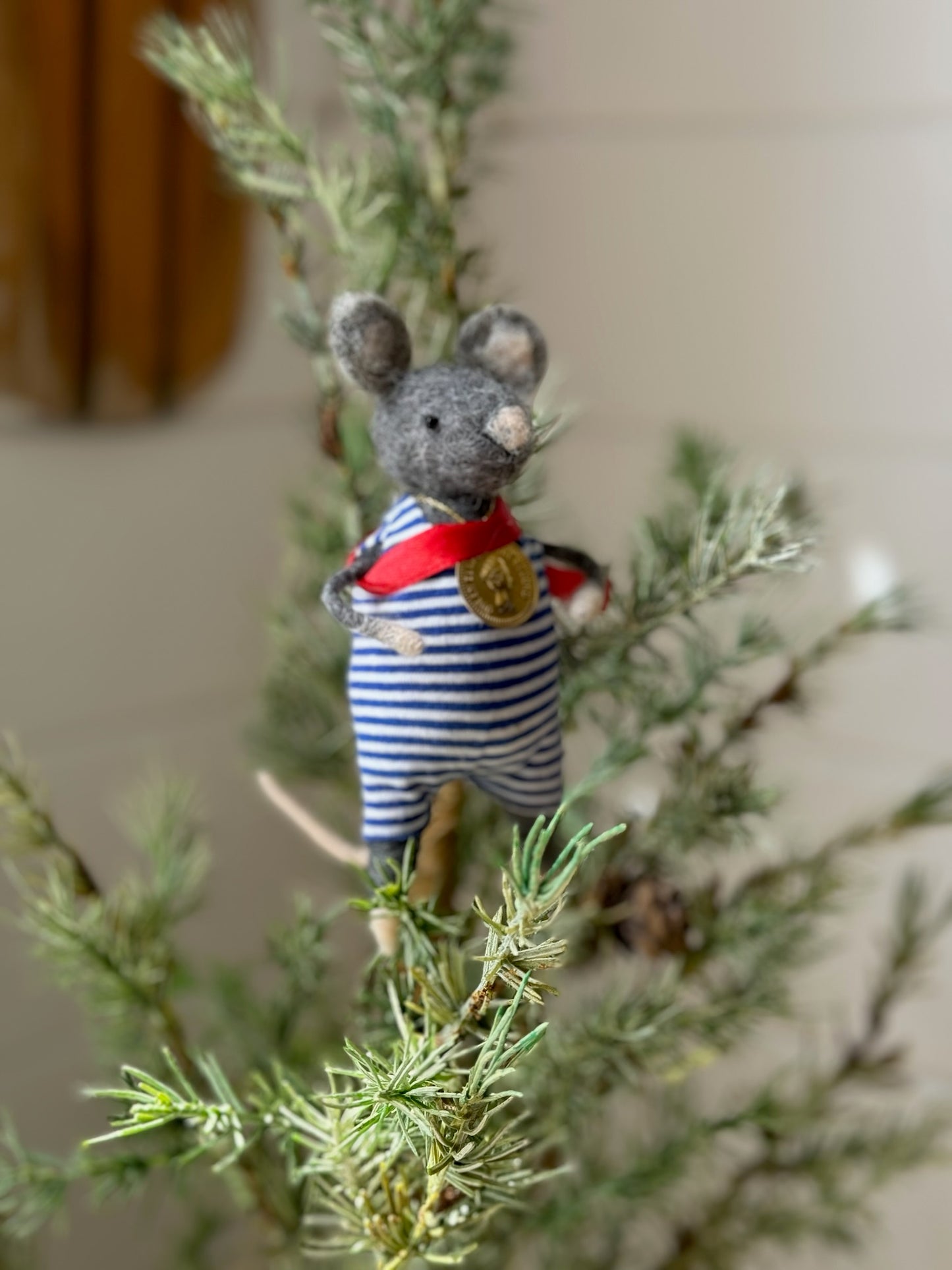 Wool Felt Mouse in Outfit Ornament, 4 Styles