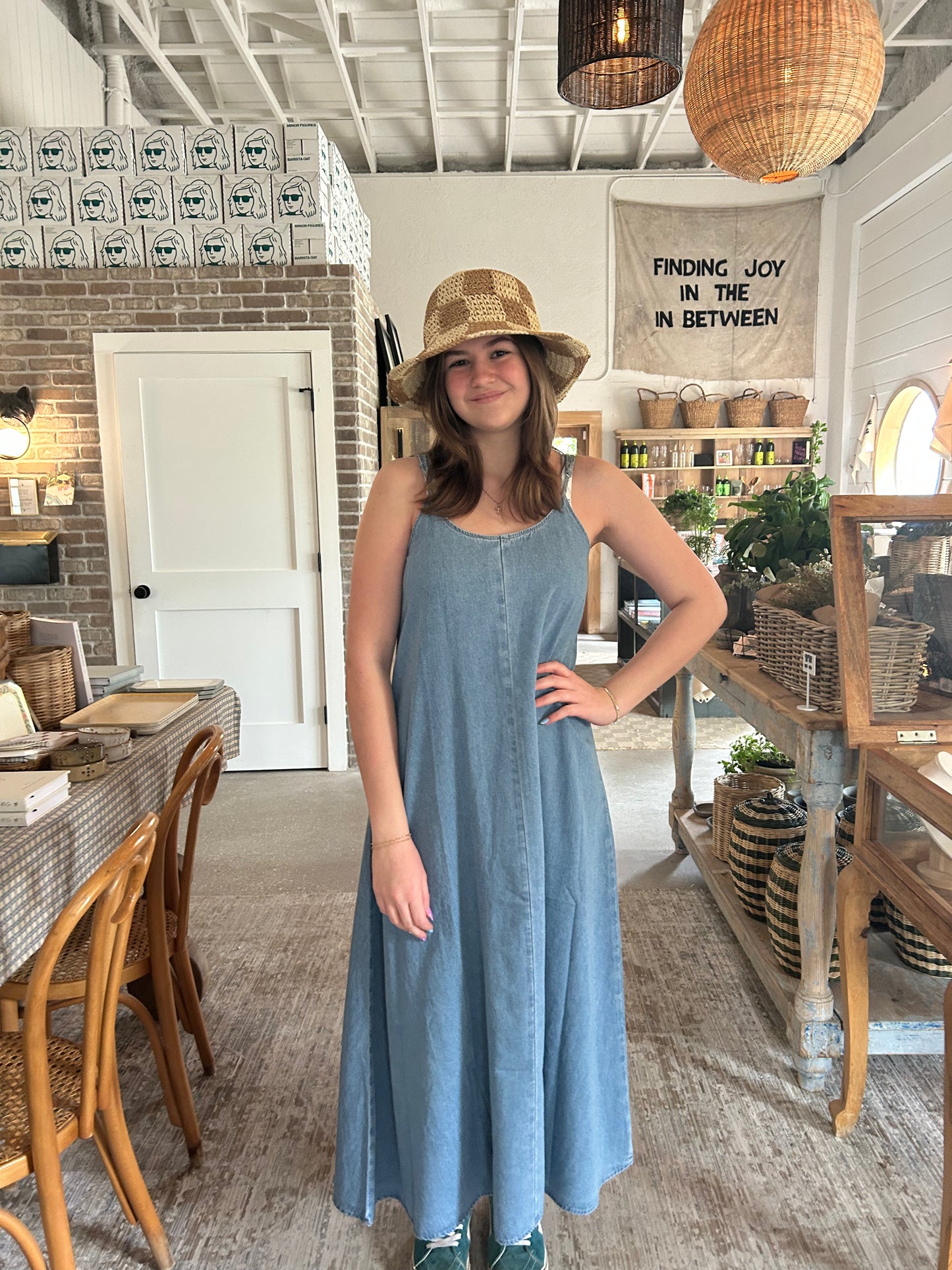 Woven Denim Maxi Dress