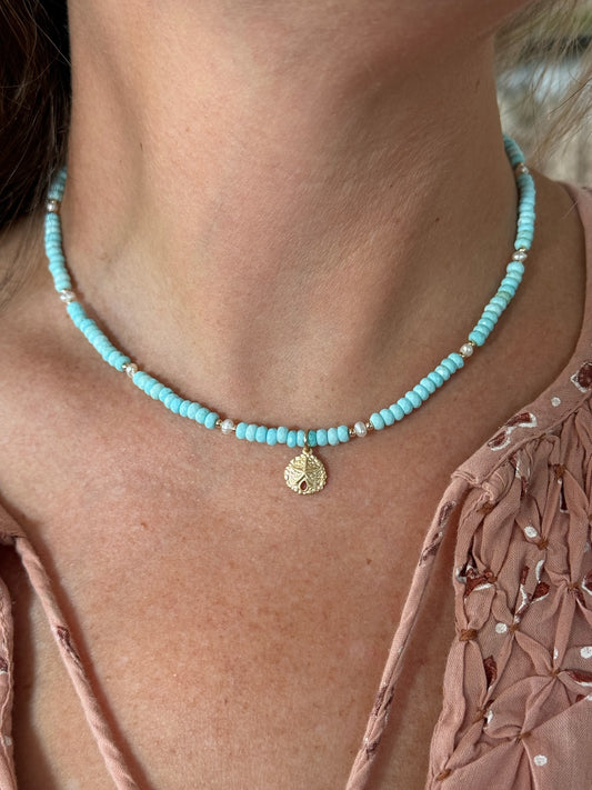 Sand Dollar Turquoise Beaded Necklace