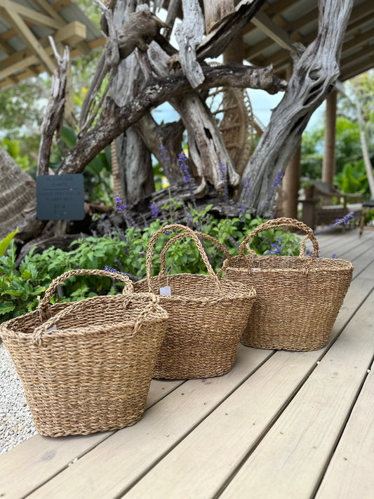 Hand-Woven Tote with Handles, Three Sizes