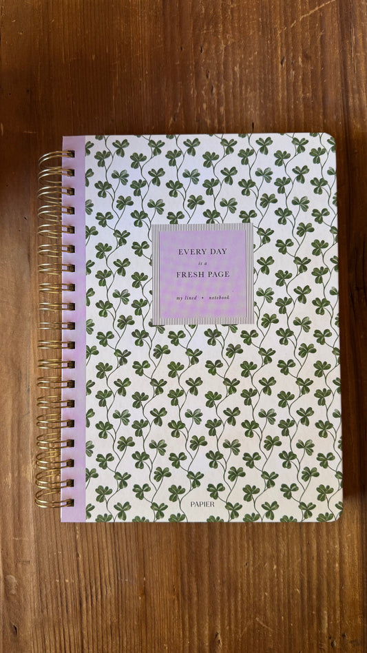 Lined Notebook, B5 Hardcover Spiral - Clover Vine