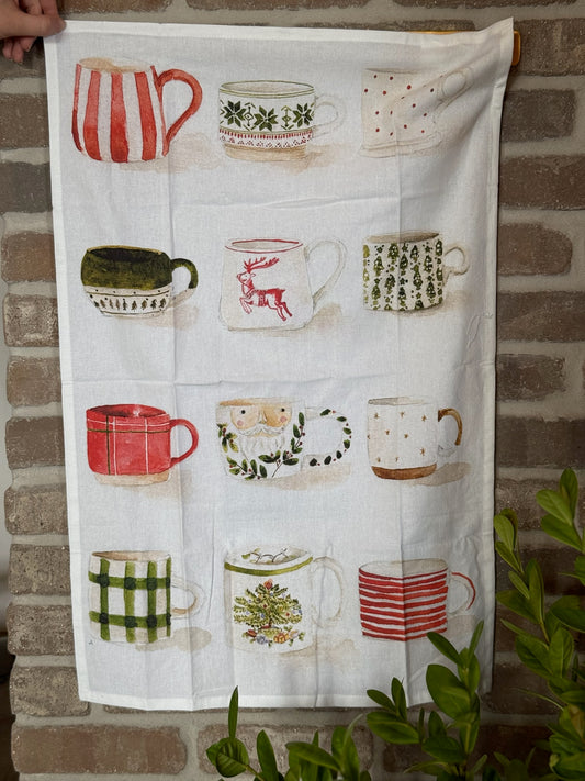 Christmas Mugs Tea Towel