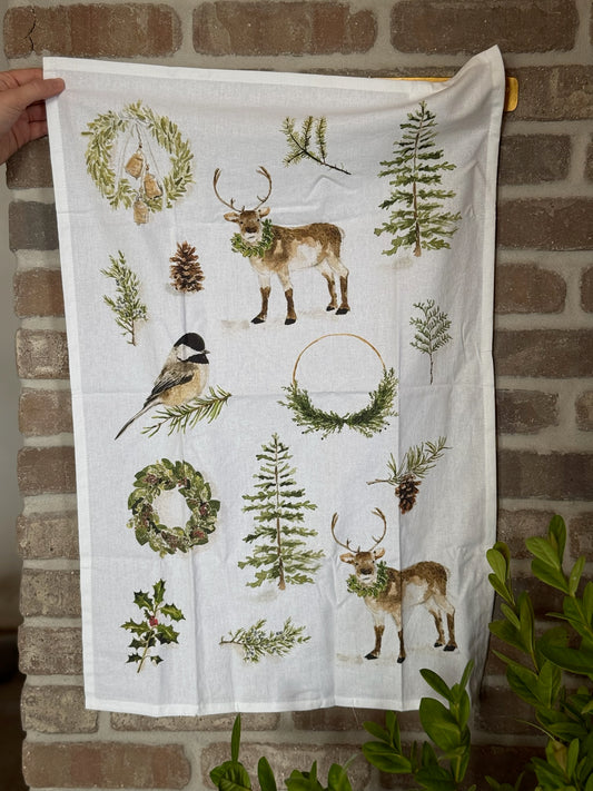 Evergreen Christmas Tea Towel