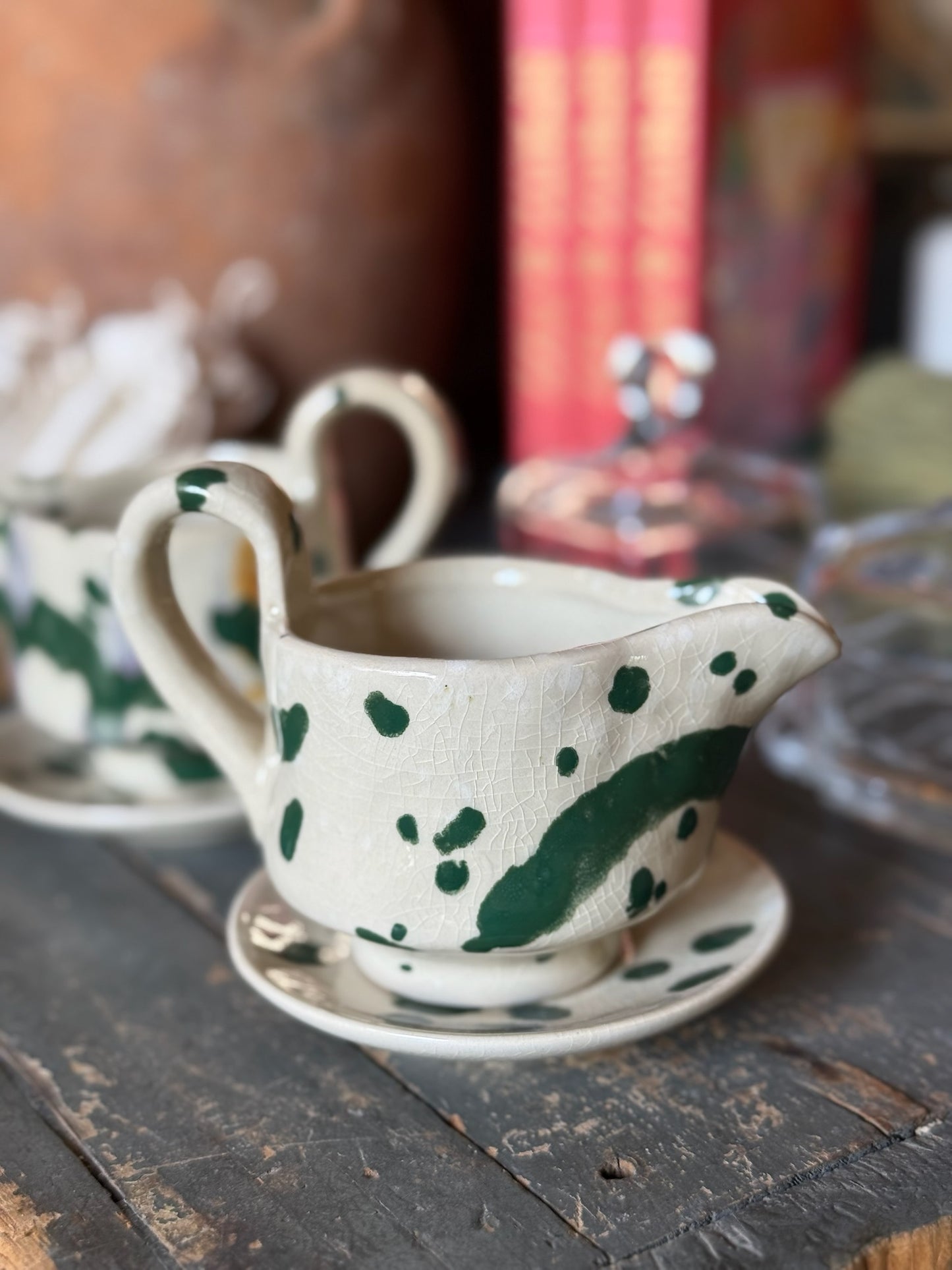 Whimsy Hand-Painted Creamer with Saucer