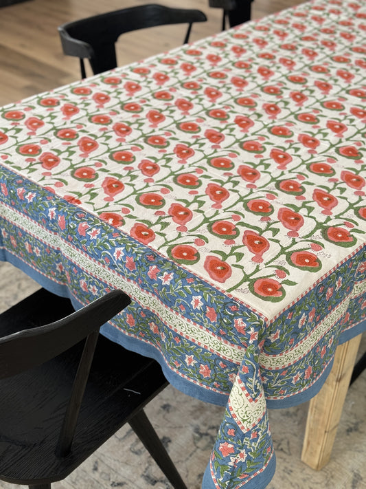Poppy Block Print Tablecloth