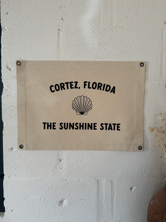 14x20 Cotton Canvas Banner, Cortez, FL, The Sunshine State