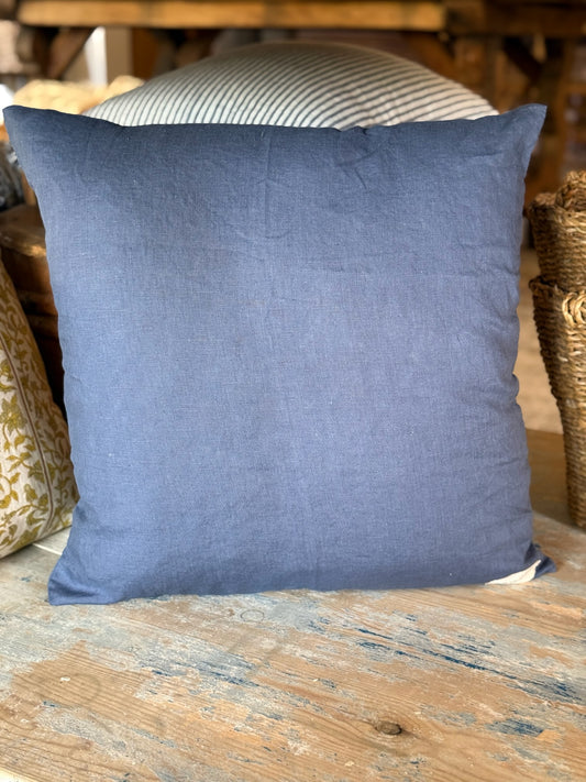 Marine Blue Linen Pillow