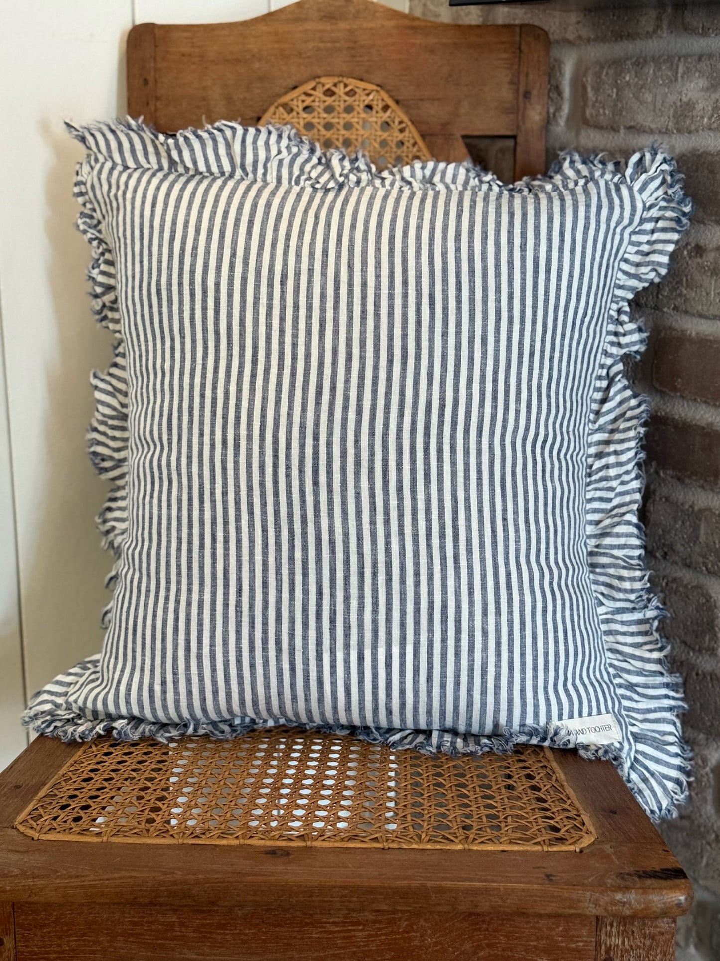 Marine Pinstripes Linen Pillow