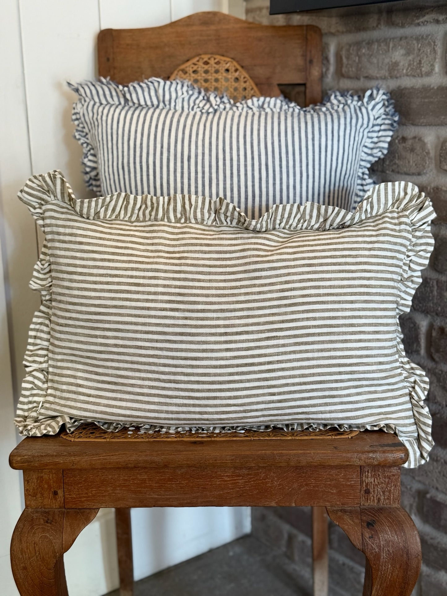 Olive Pinstripes Lumbar Pillow