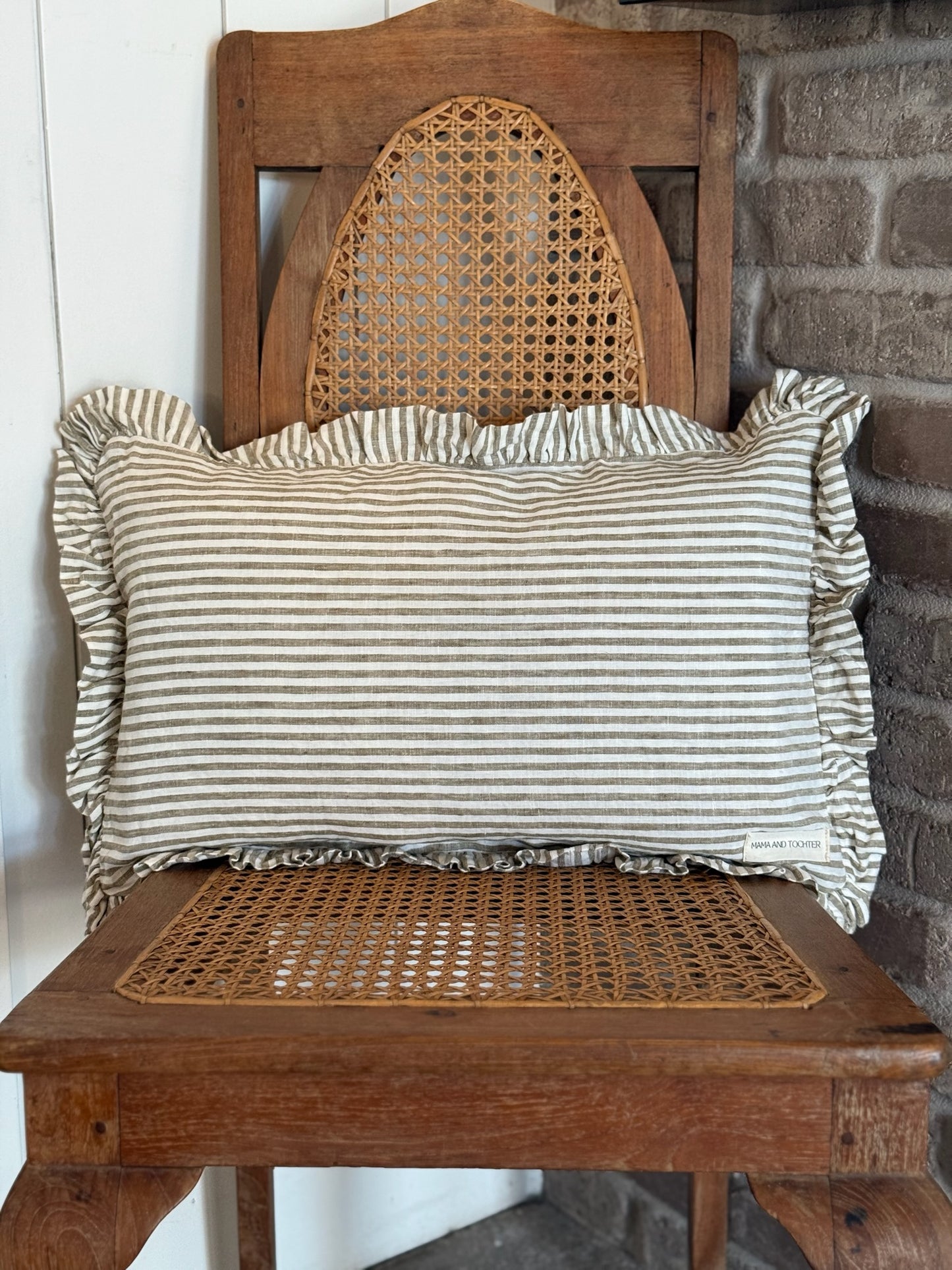 Olive Pinstripes Lumbar Pillow