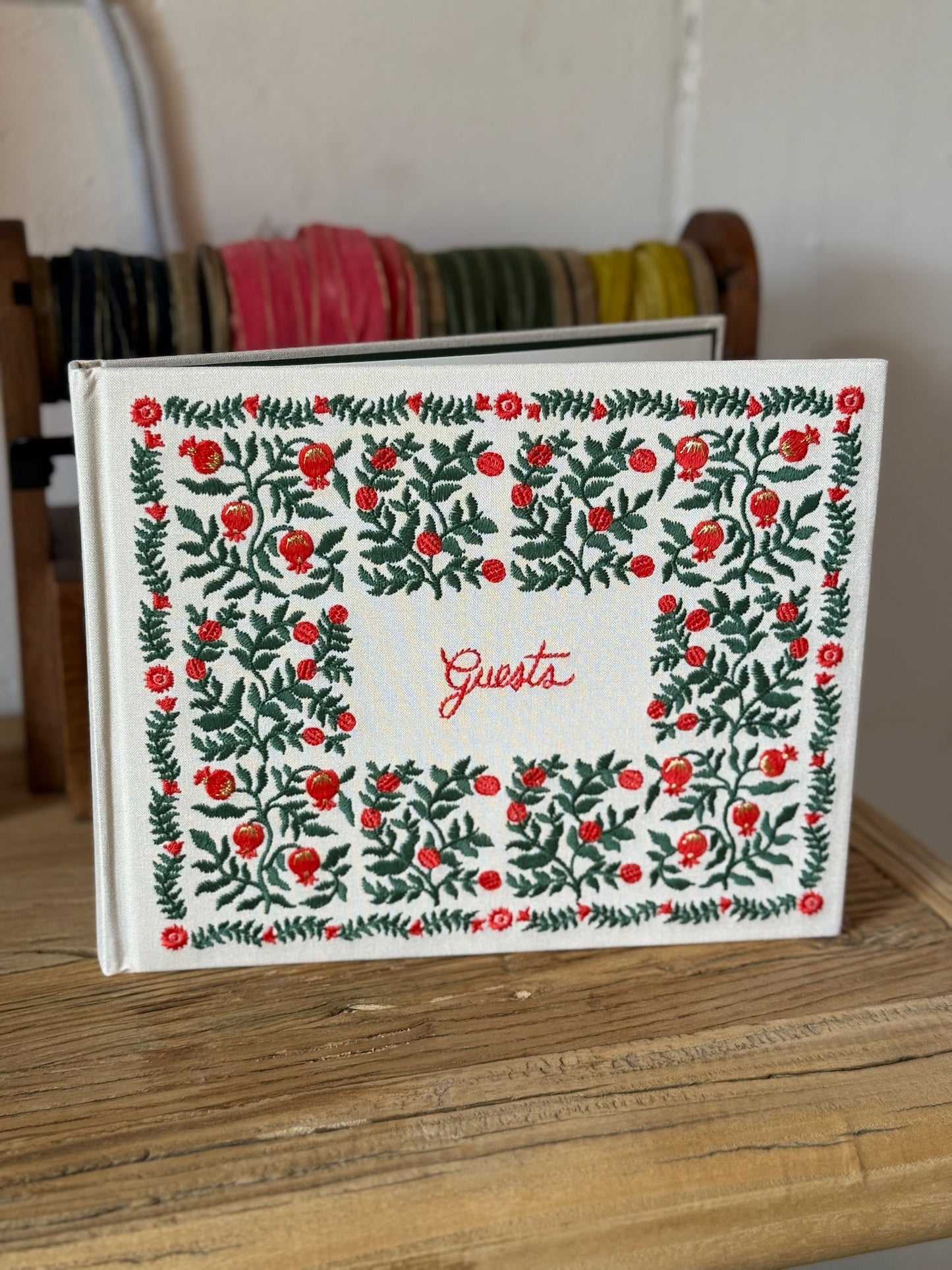 Christmastide Embroidered Guest Book