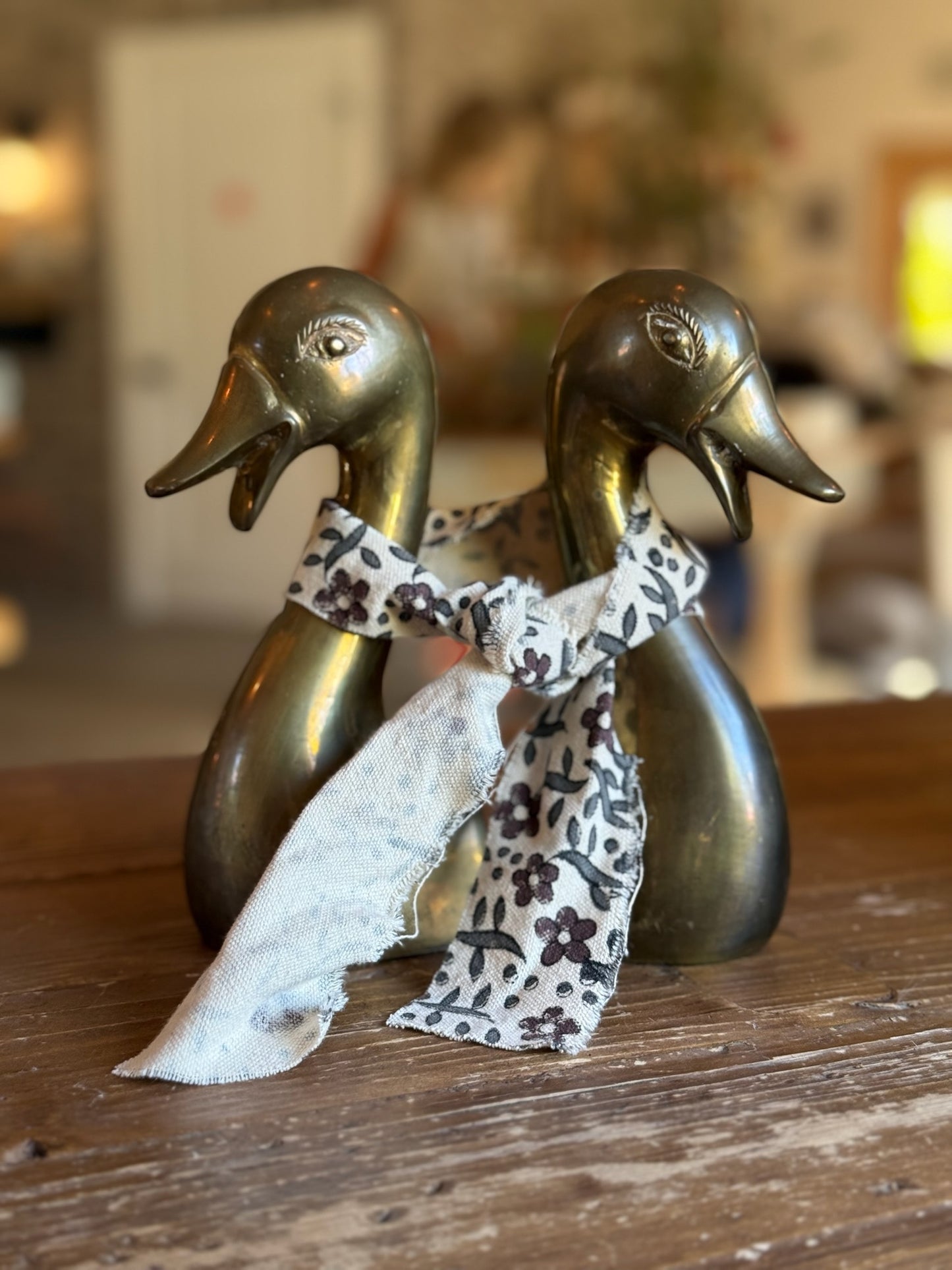 Vintage Brass Goose Bookends