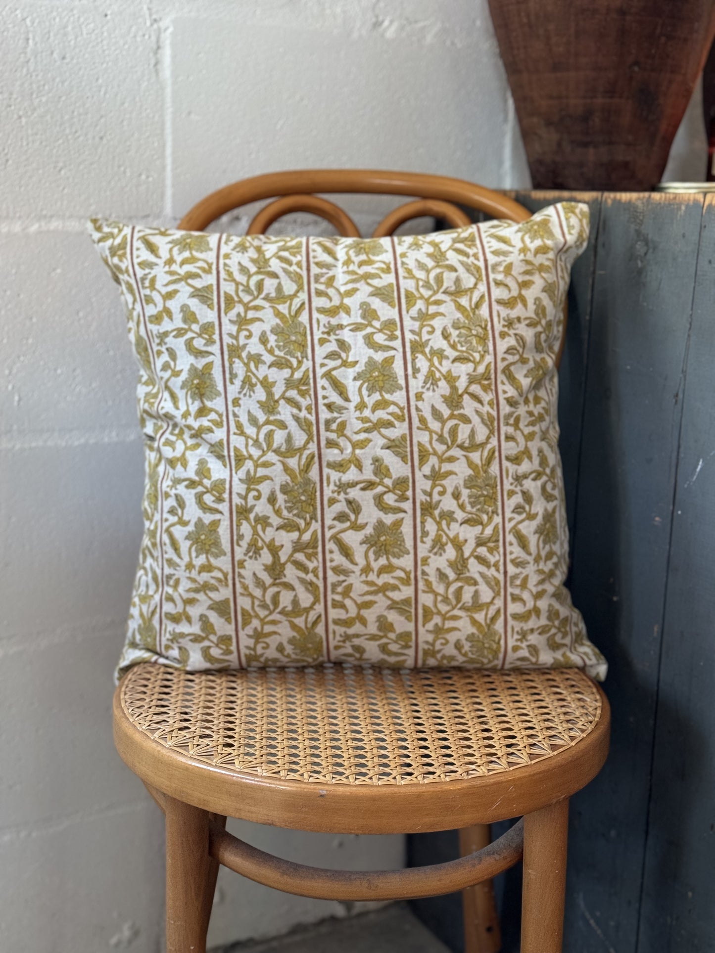 Sonal Hand Block-Printed Linen Pillow, 18x18