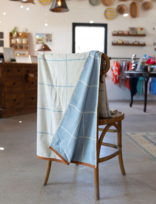 Misty Blue Grid Towel