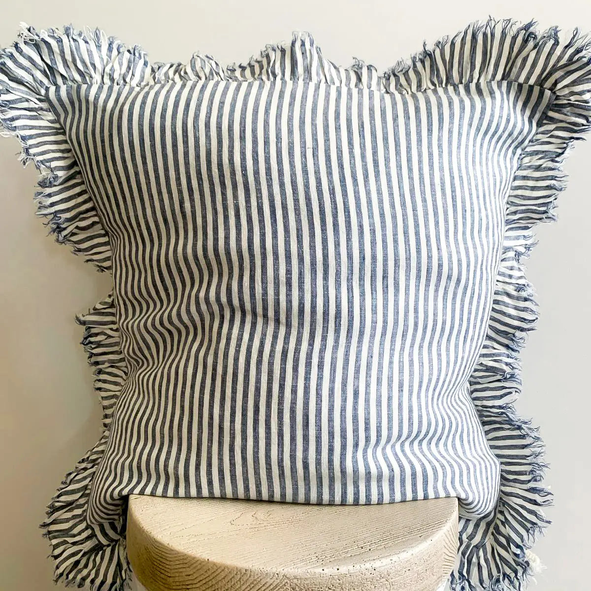 Marine Pinstripes Linen Pillow