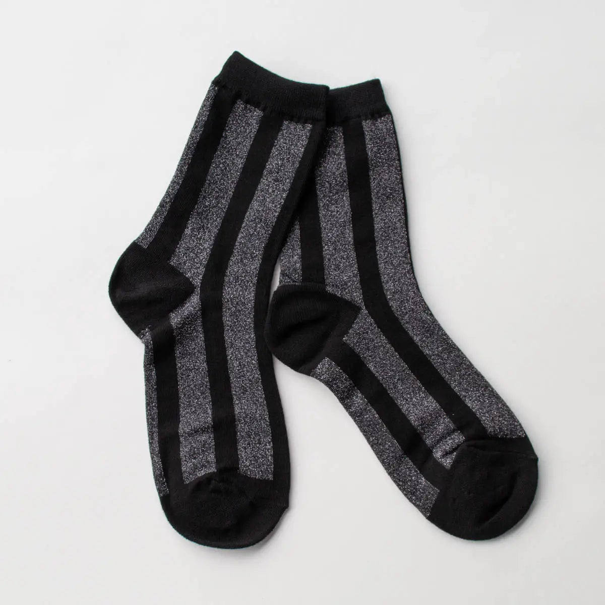 Glitter Vertical Striped Crew Socks