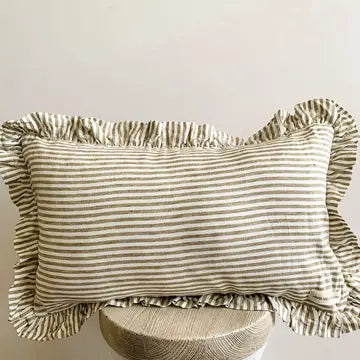 Olive Pinstripes Lumbar Pillow