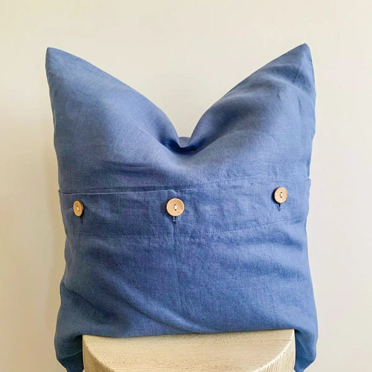 Marine Blue Linen Pillow