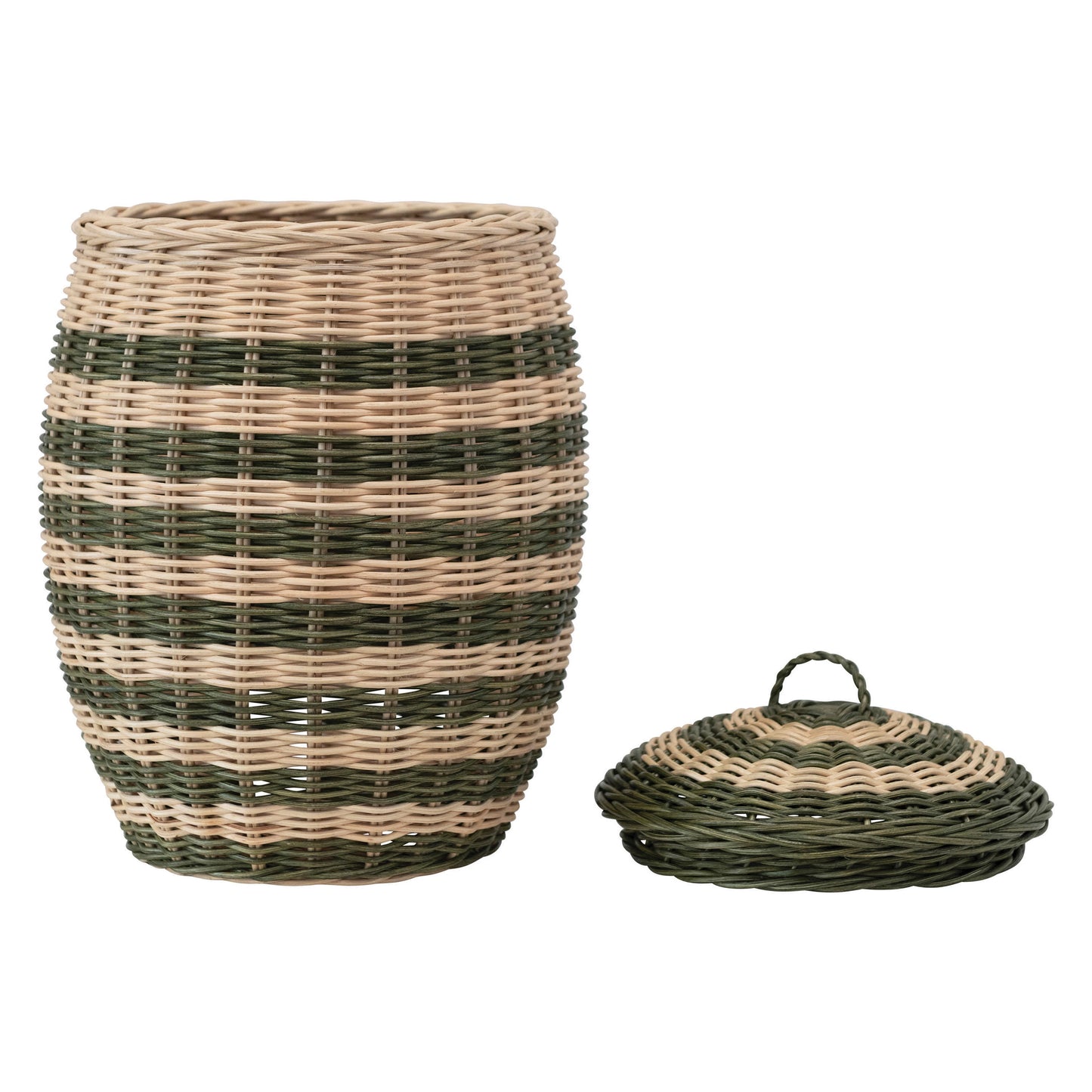 Handwoven Rattan Striped Basket