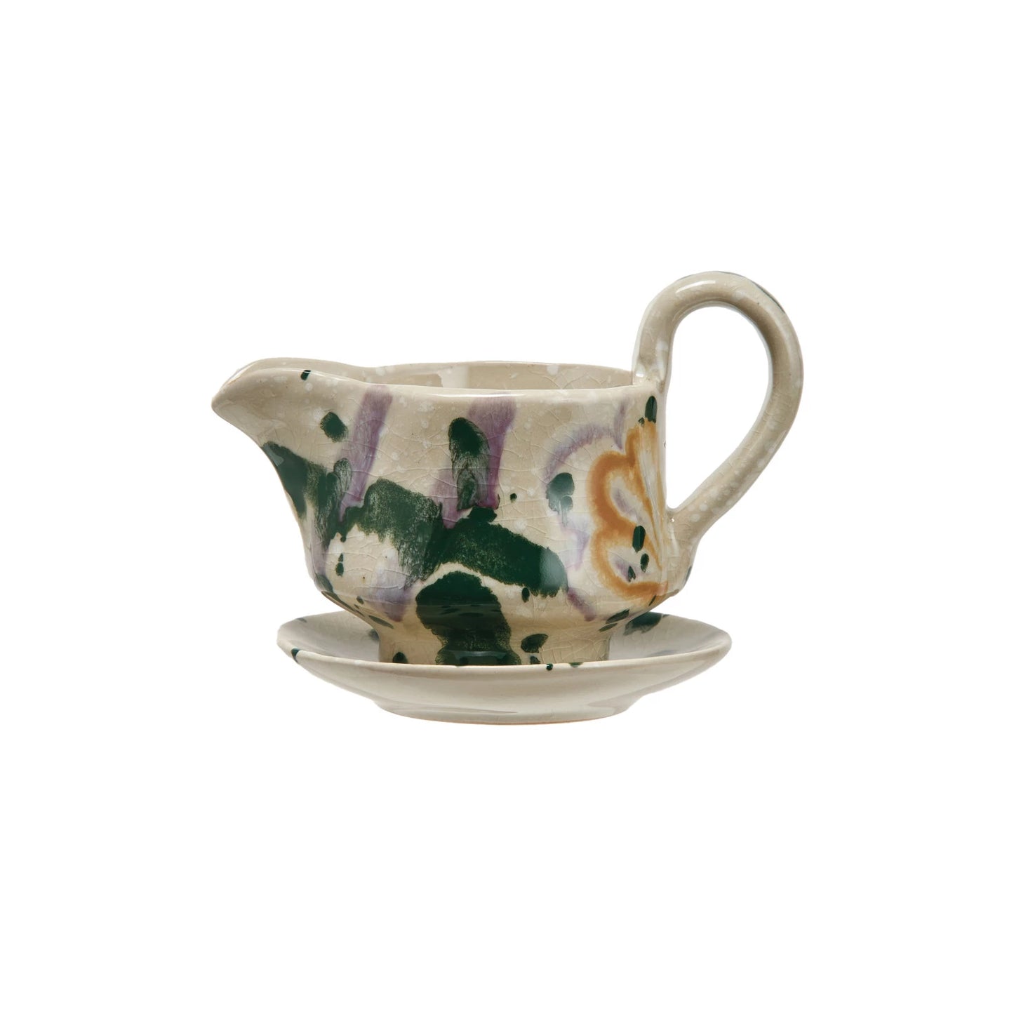 Whimsy Hand-Painted Creamer with Saucer