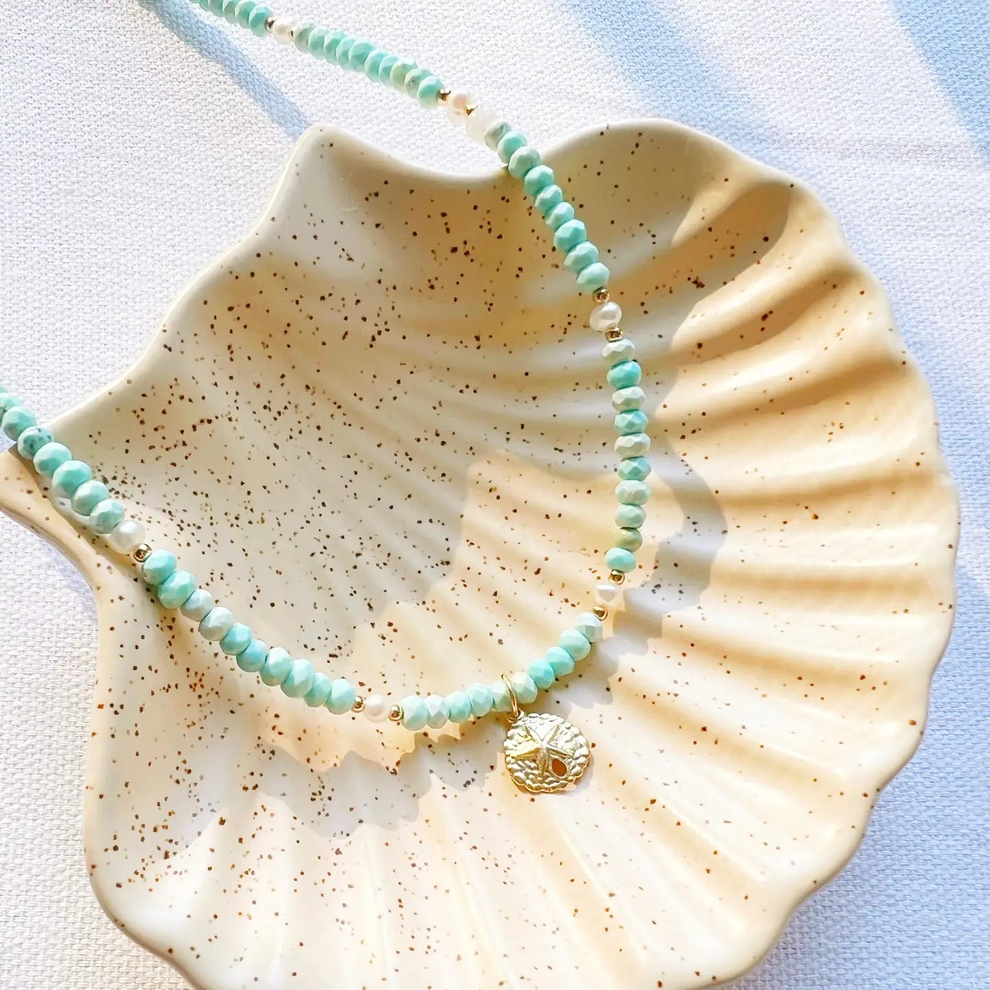 Sand Dollar Turquoise Beaded Necklace