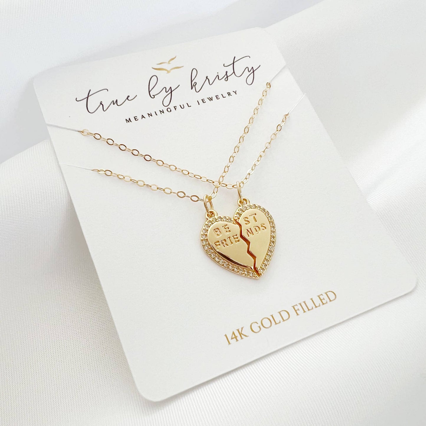 Bestie BFF Best Friend Necklace Gold Filled, Set of 2