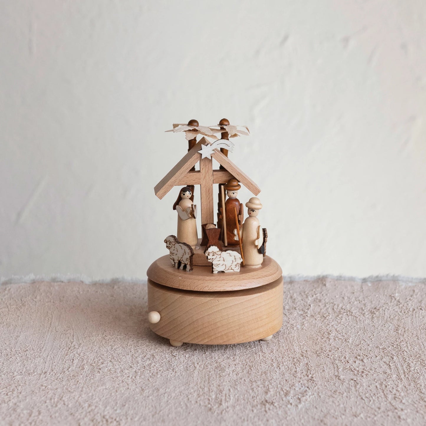 Wood Wind-Up Nativity Music Box